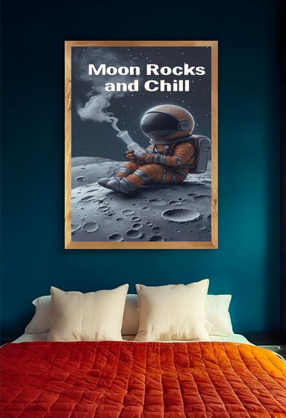 Astronaut Moon Rocks and Chill Poster