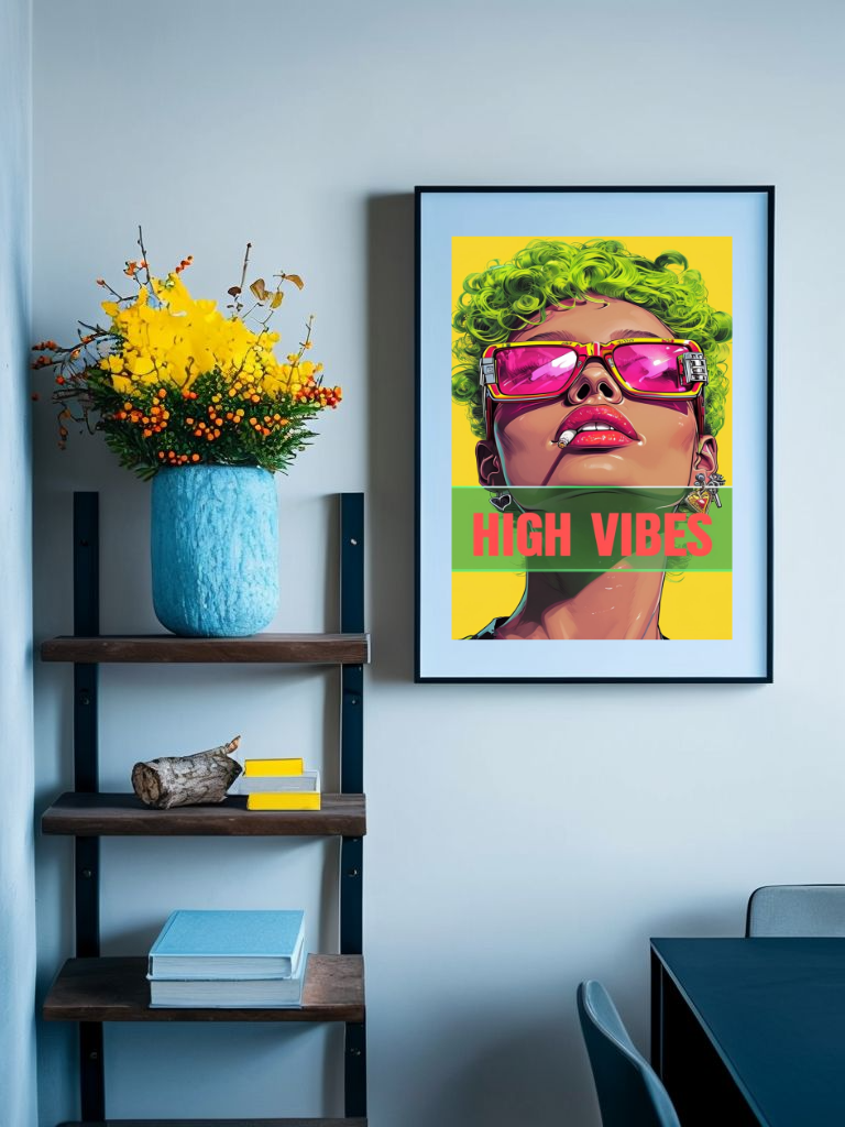 High Vibes Pop Art Face Poster
