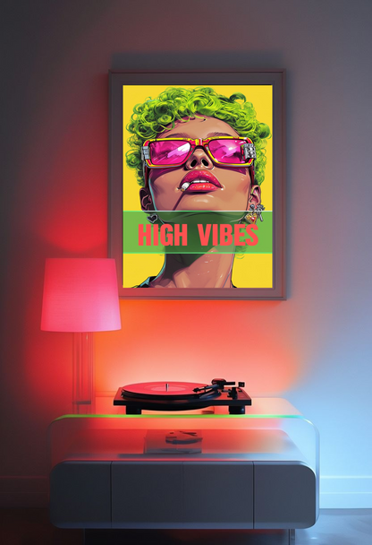 High Vibes Pop Art Face Poster