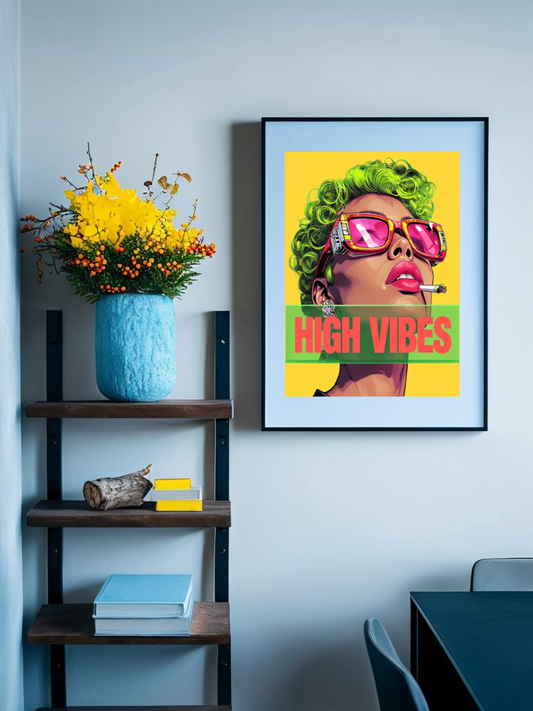High Vibes Pop Art Smoking Poster