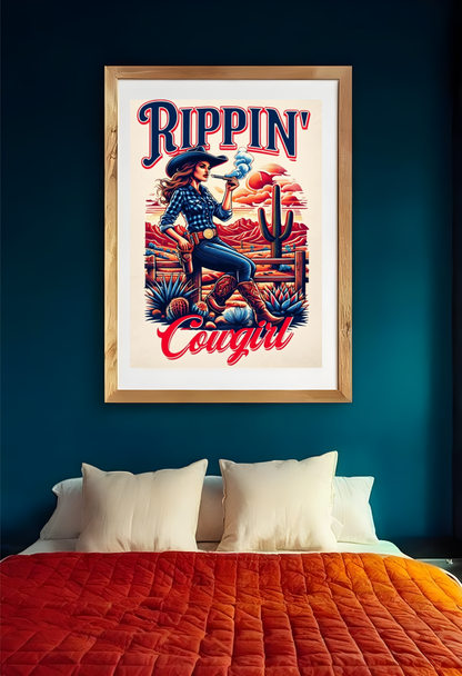Rippin' Cowgirl Western Poster
