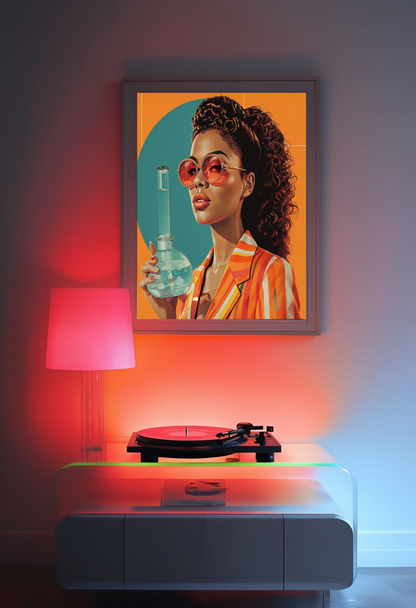 Retro Women with Bong Poster