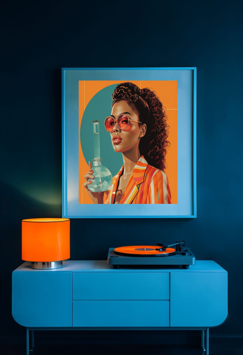 Retro Women with Bong Poster