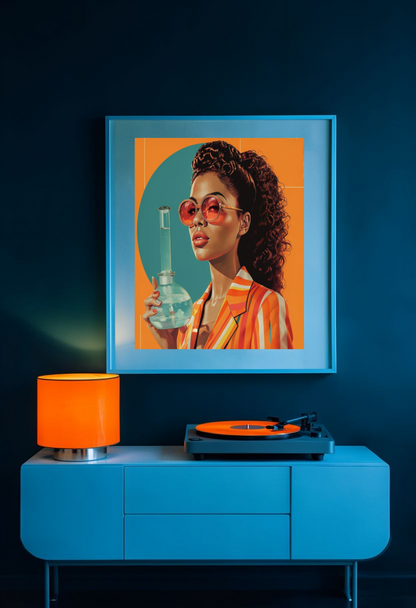 Retro Women with Bong Poster