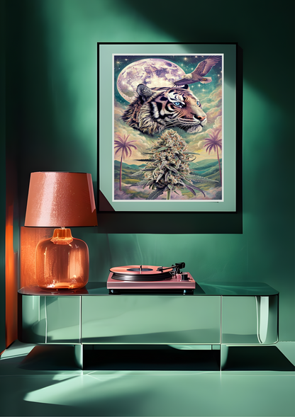 Mystical Tiger & Moon Poster