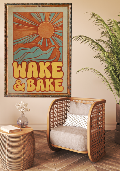 Retro Wake & Bake Orange and Blue Print