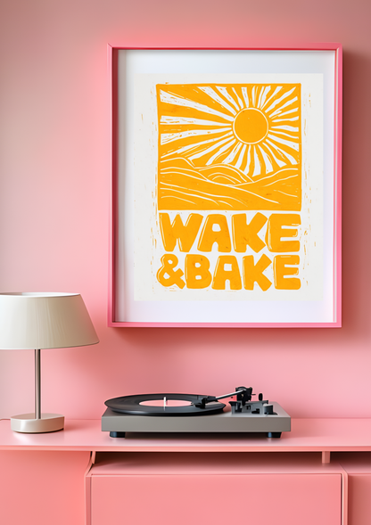 Wake & Bake Yellow Cannabis Print