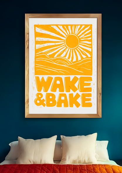 Wake & Bake Yellow Cannabis Print