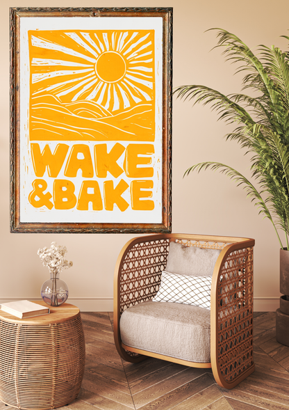 Wake & Bake Yellow Cannabis Print