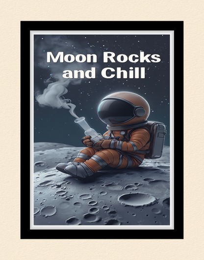 Astronaut Moon Rocks and Chill Poster