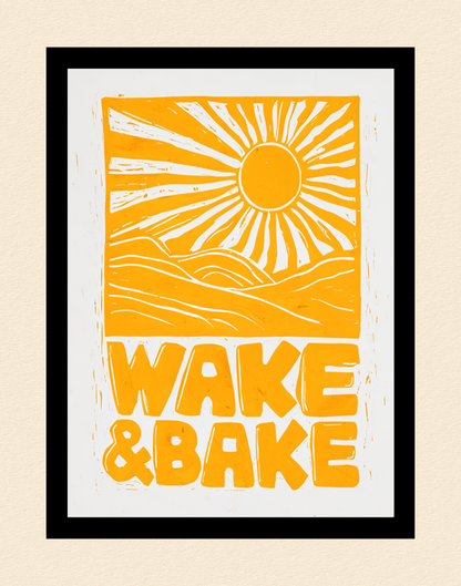 Wake & Bake Yellow Cannabis Print