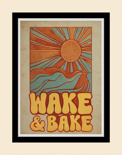 Retro Wake & Bake Orange and Blue Print
