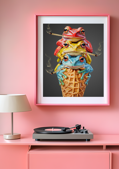 Frog Ice Cream Cannabis Print