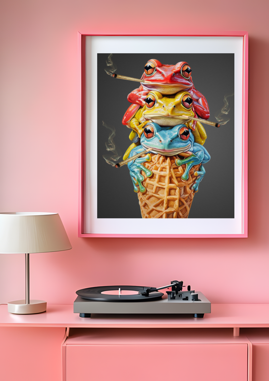 Frog Ice Cream Cannabis Print