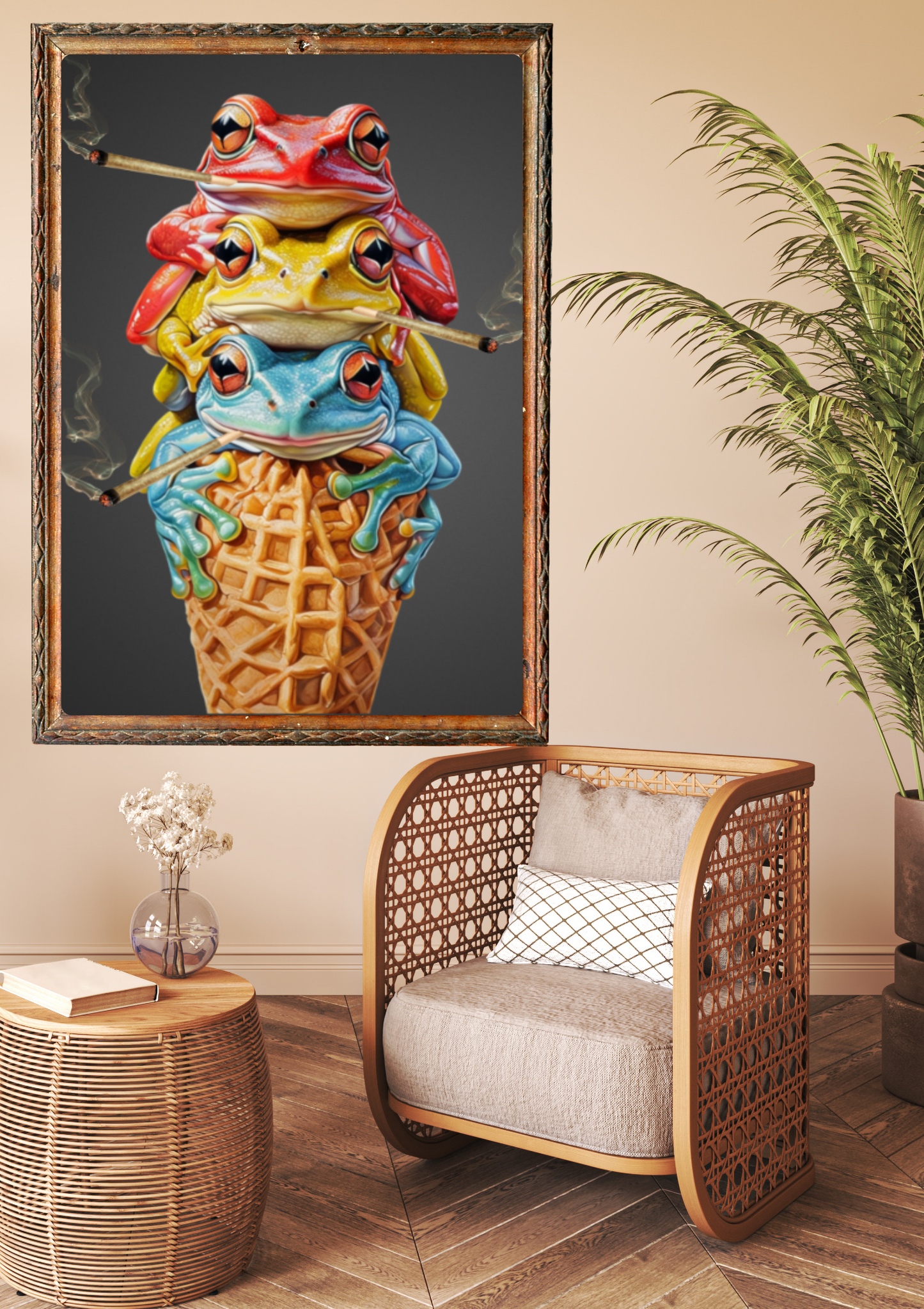 Frog Ice Cream Cannabis Print
