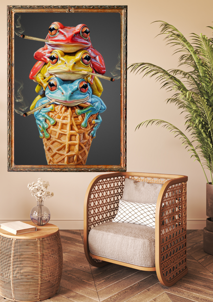 Frog Ice Cream Cannabis Print