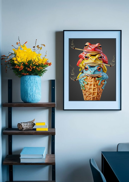 Frog Ice Cream Cannabis Print