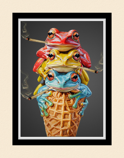 Frog Ice Cream Cannabis Print