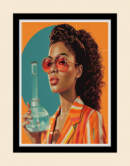 Retro Women with Bong Poster