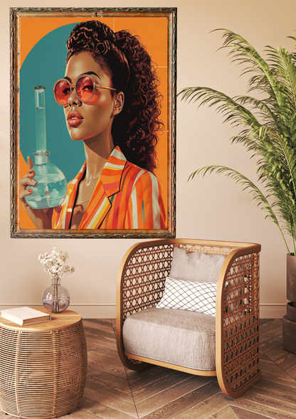 Retro Women with Bong Poster