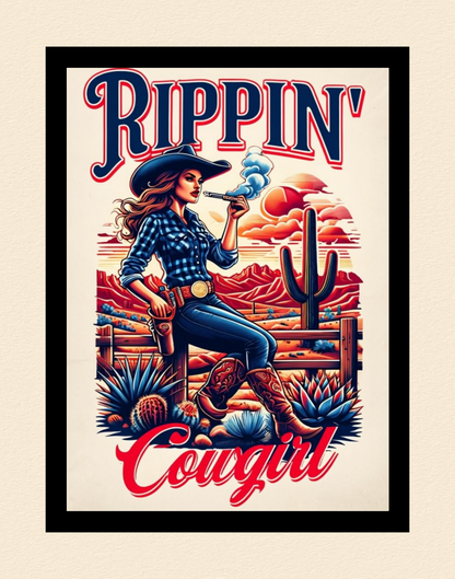 Rippin' Cowgirl Western Poster