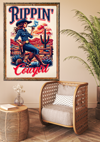 Rippin' Cowgirl Western Poster