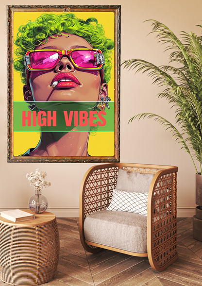 High Vibes Pop Art Face Poster