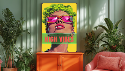 High Vibes Pop Art Face Poster