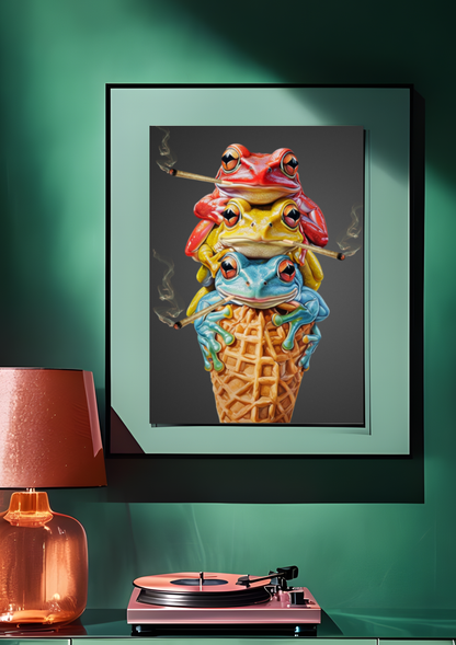 Frog Ice Cream Cannabis Print