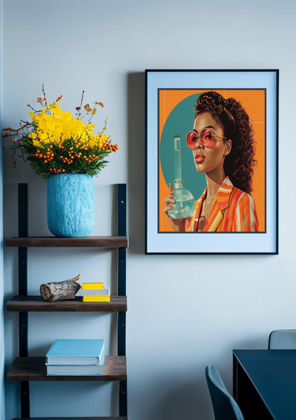 Retro Women with Bong Poster
