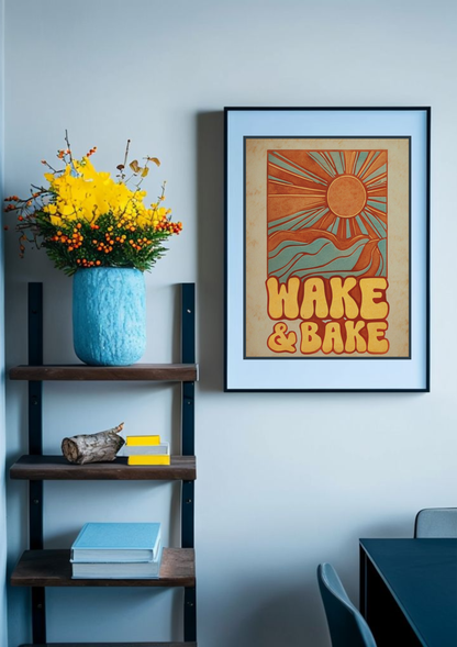 Retro Wake & Bake Orange and Blue Print