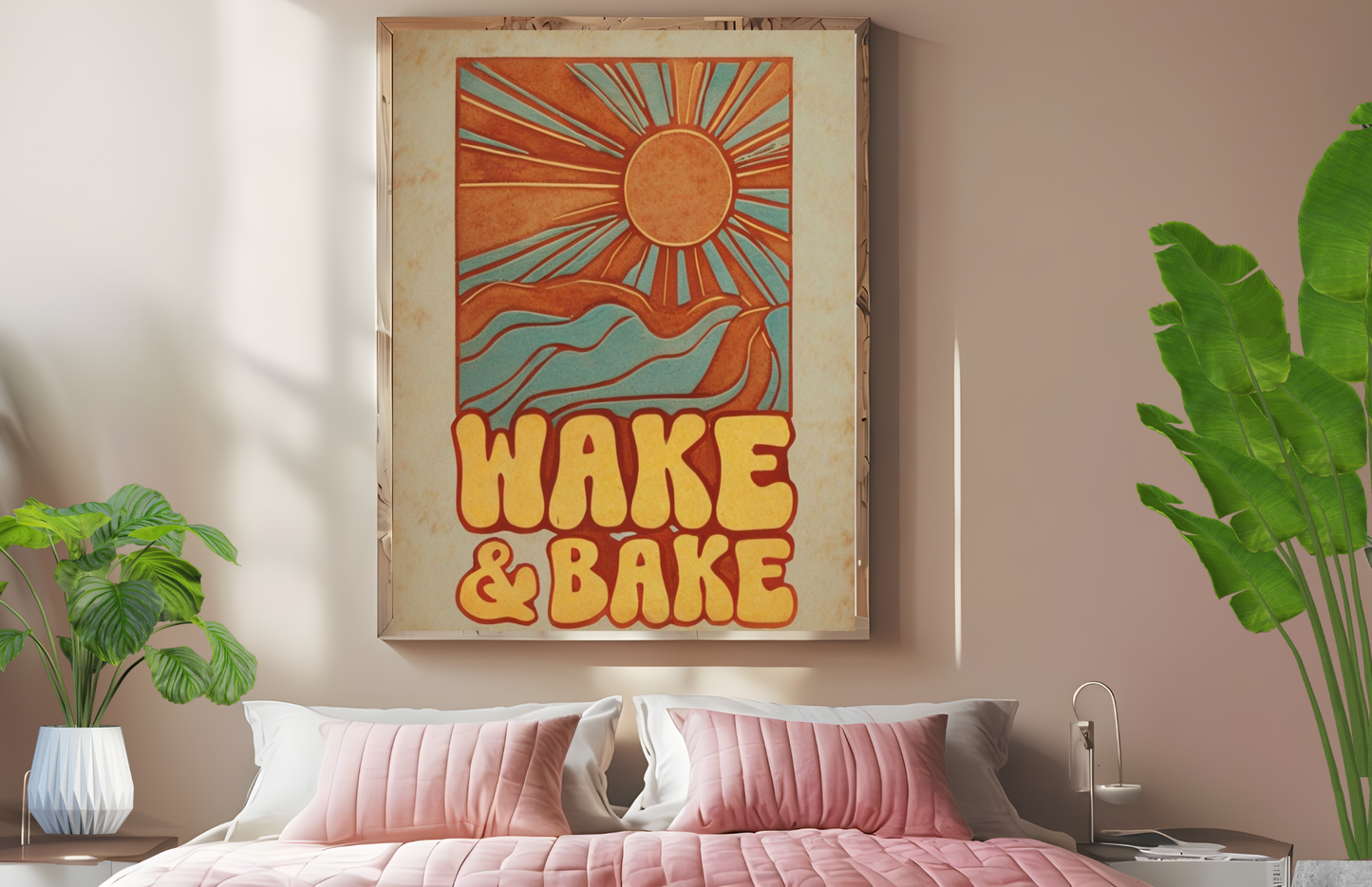Retro Wake & Bake Orange and Blue Print