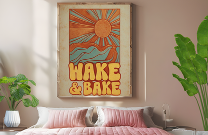 Retro Wake & Bake Orange and Blue Print