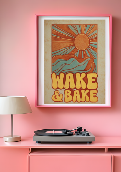 Retro Wake & Bake Orange and Blue Print