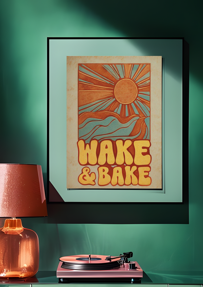 Retro Wake & Bake Orange and Blue Print