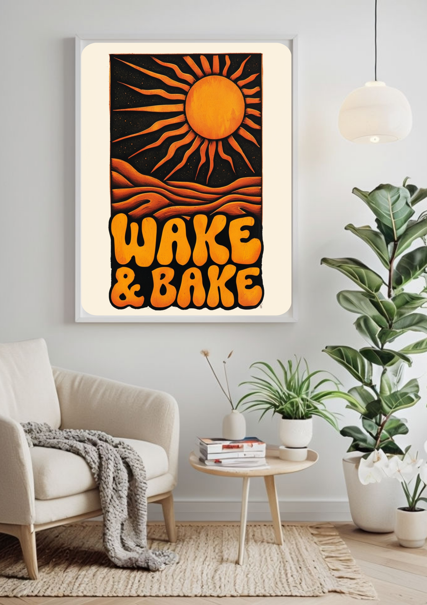 Wake & Bake Black & Orange Cannabis Print