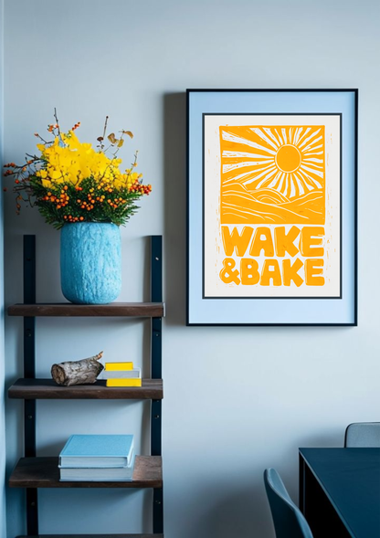 Wake & Bake Yellow Cannabis Print
