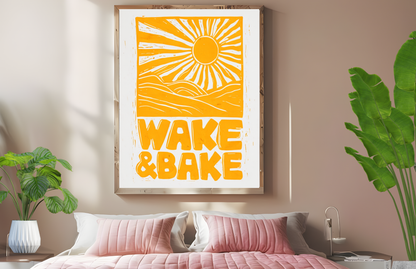 Wake & Bake Yellow Cannabis Print