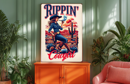 Rippin' Cowgirl Western Poster
