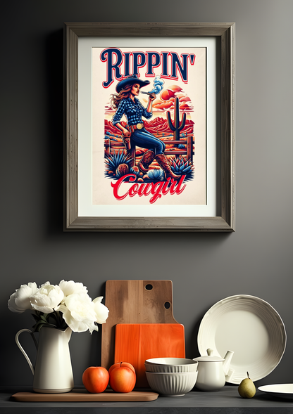 Rippin' Cowgirl Western Poster