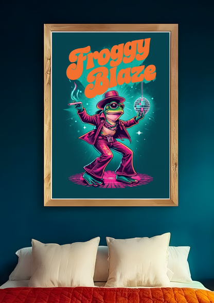 Froggy Blaze Disco Frog Poster