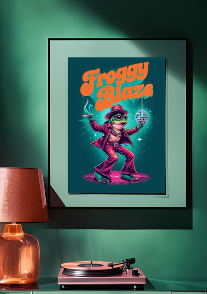 Froggy Blaze Disco Frog Poster