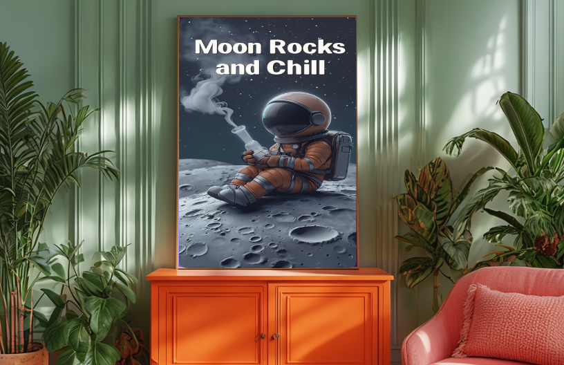 Astronaut Moon Rocks and Chill Poster