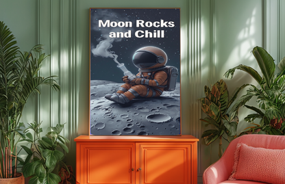 Astronaut Moon Rocks and Chill Poster