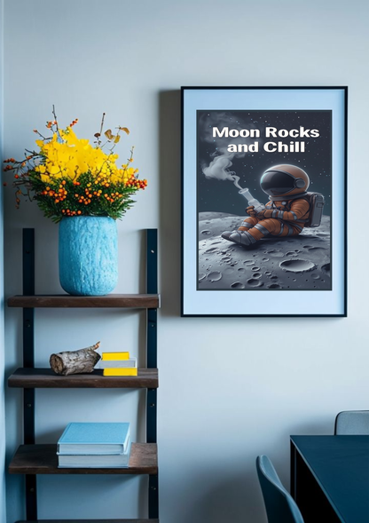 Astronaut Moon Rocks and Chill Poster