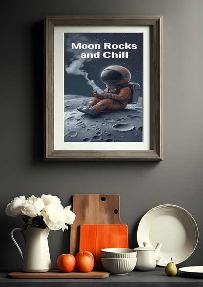 Astronaut Moon Rocks and Chill Poster