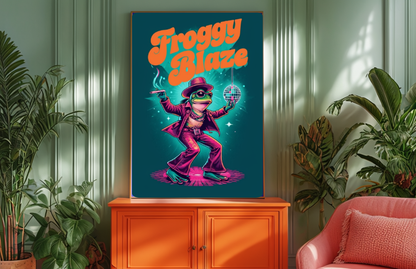 Froggy Blaze Disco Frog Poster
