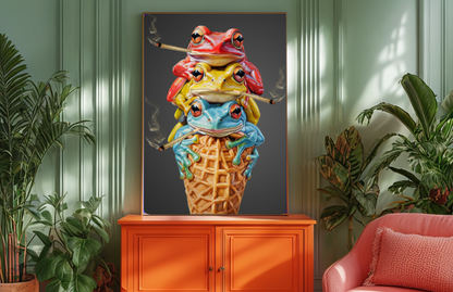Frog Ice Cream Cannabis Print