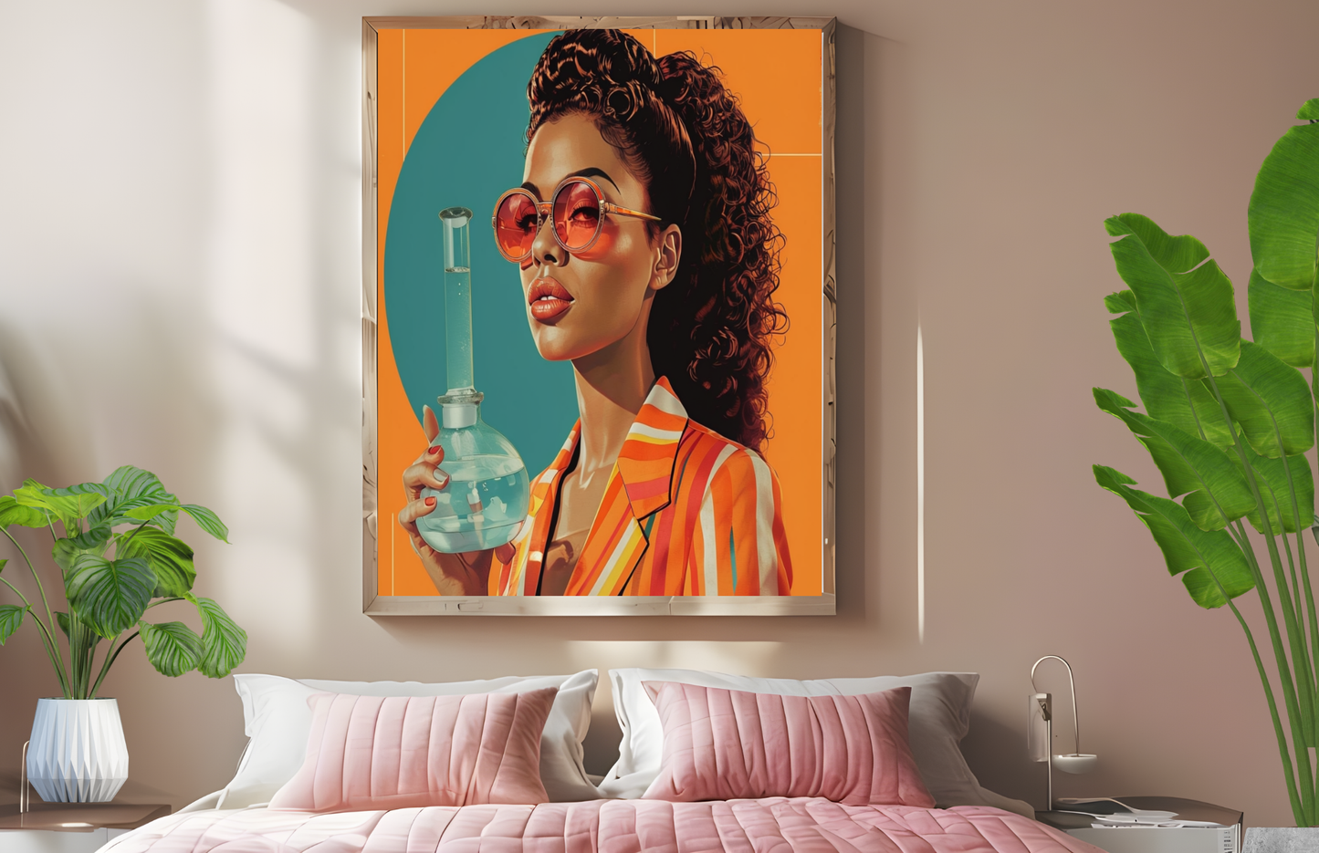 Retro Women with Bong Poster
