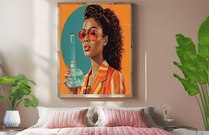 Retro Women with Bong Poster